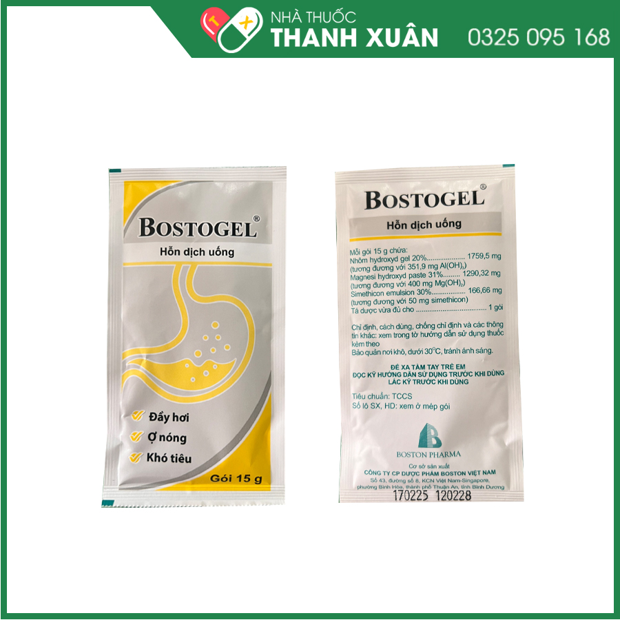 Bostogel thuốc trung hòa acid dạ dày, giảm đầy bụng, khó tiêu